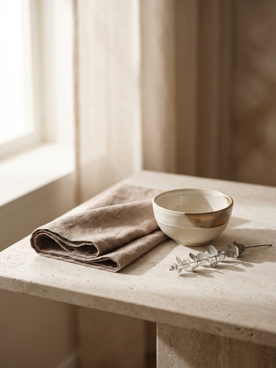 Natural texture detail in warm taupe tones