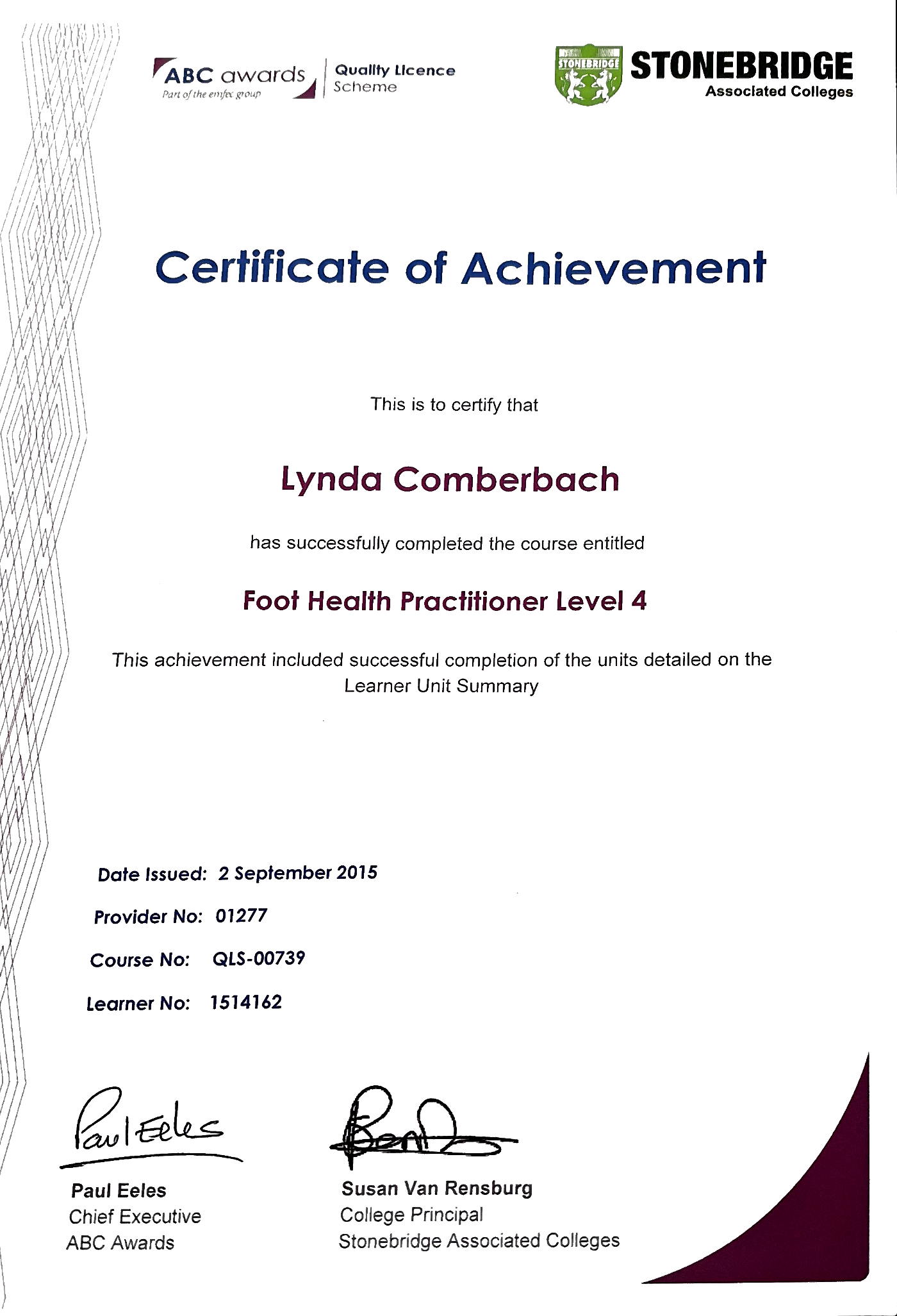 Foot Health Practitioner, Level 4 certificate