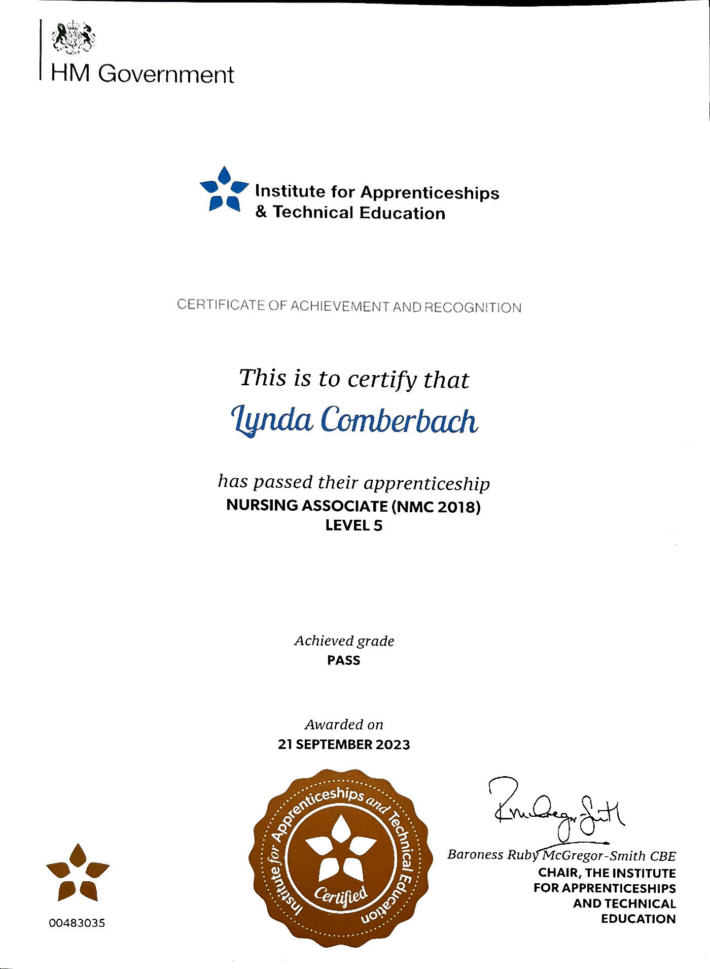 Nursing Associate, NMC 2018, Level 5 certificate